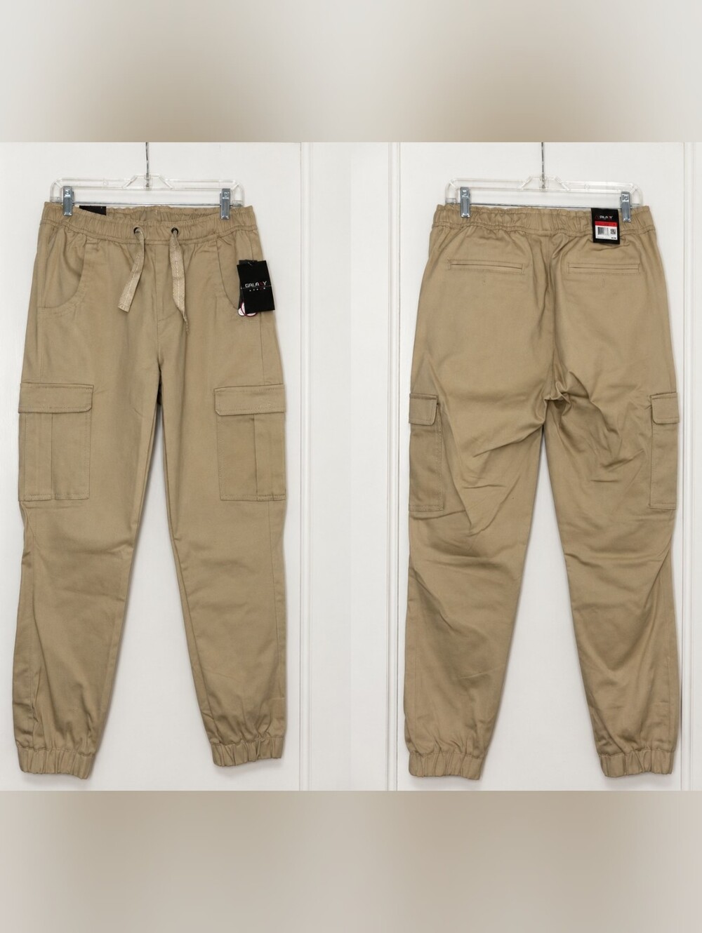 Galaxy by Harvic Women’s Cargo Jogger Pants Tan 4-Way Stretch- NWT Size S - Picture 2 of 6
